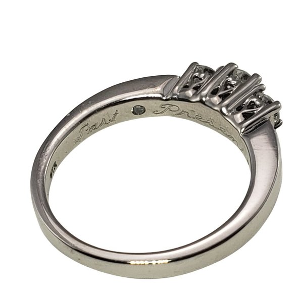 Vintage 14 Karat White Gold and Diamond Past Present Future Ring Size 5.5 #11773 - Picture 7 of 10